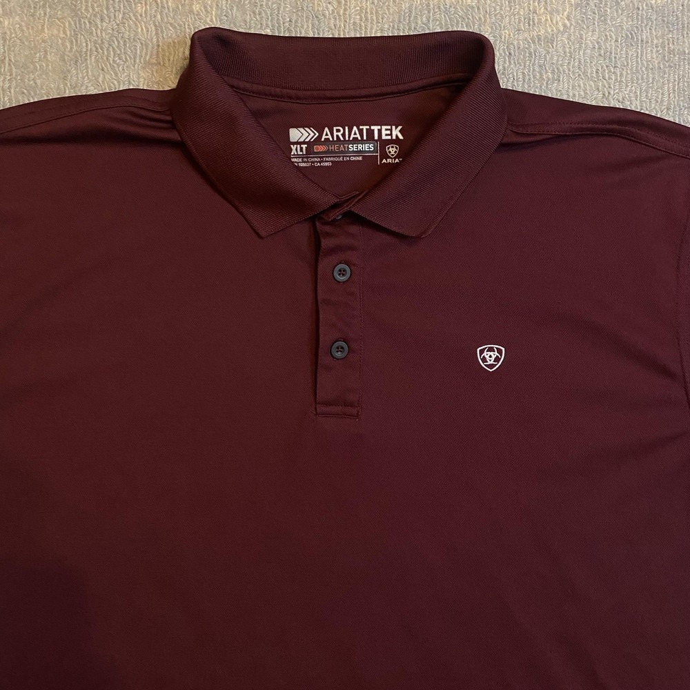 Ariat Polo Shirt Mens XLT Big Tall Red AriatTEK Heat Series Performance Golf - Picture 2 of 10